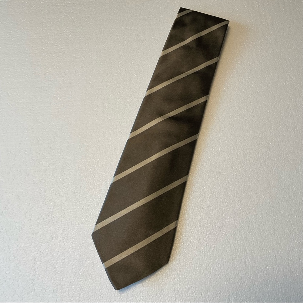 Ralph Lauren Purple Label silver and white Striped Tie - Picture 3 of 3
